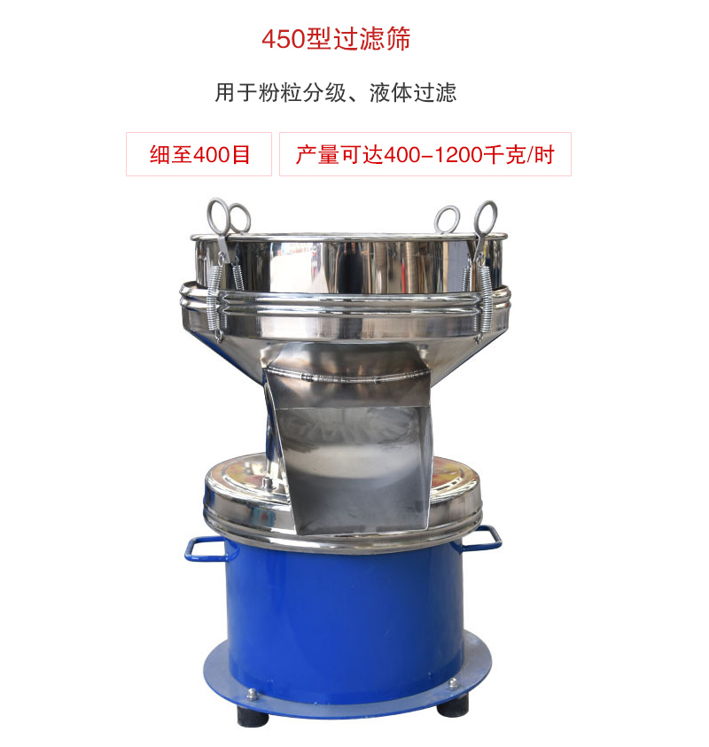 450型過濾篩用于粉粒分級、液體過濾